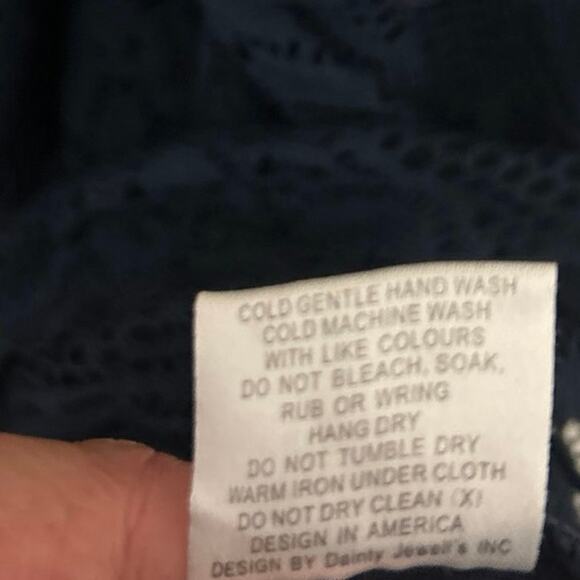 Dainty Jewels Navy Blue Modest Lace Tiered Ruffle Maxi Dress 3X Cottagecore - Picture 13 of 13